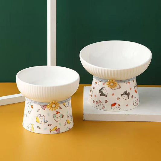 Oblique Ceramic Cat Bowl Cat Drinking Water