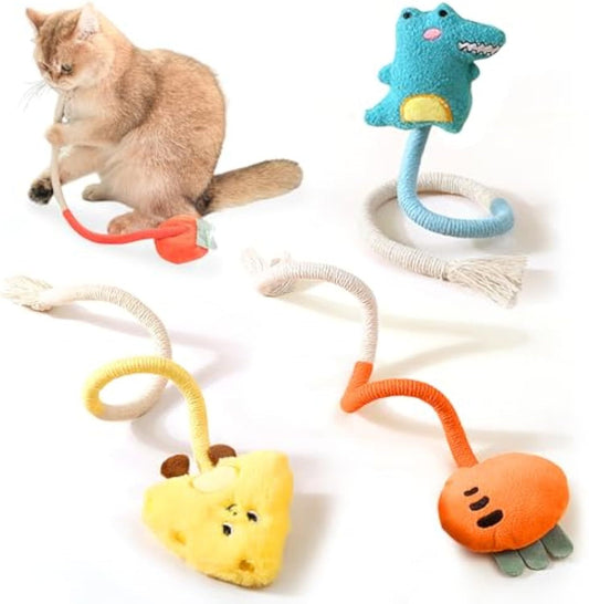 Sisal Rope Cat Toys Safe Catnip Toys Without Wire Cat Toys For Bored Indoor Cats Dental Kitty Chew Toys With Silvervine